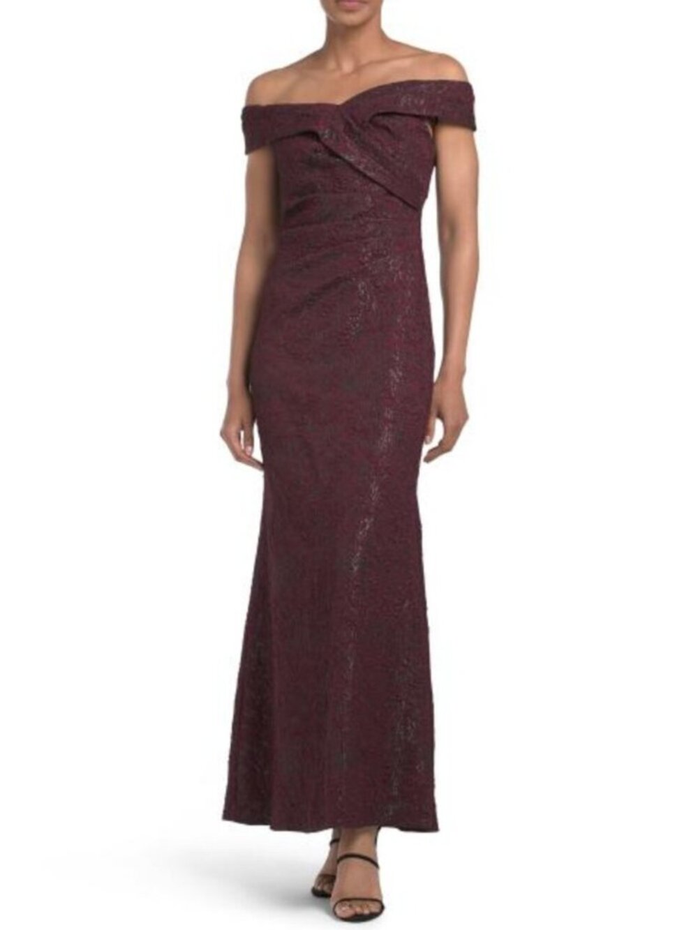 ADRIANNA PAPELL Off The Shoulder Jacquard Dress